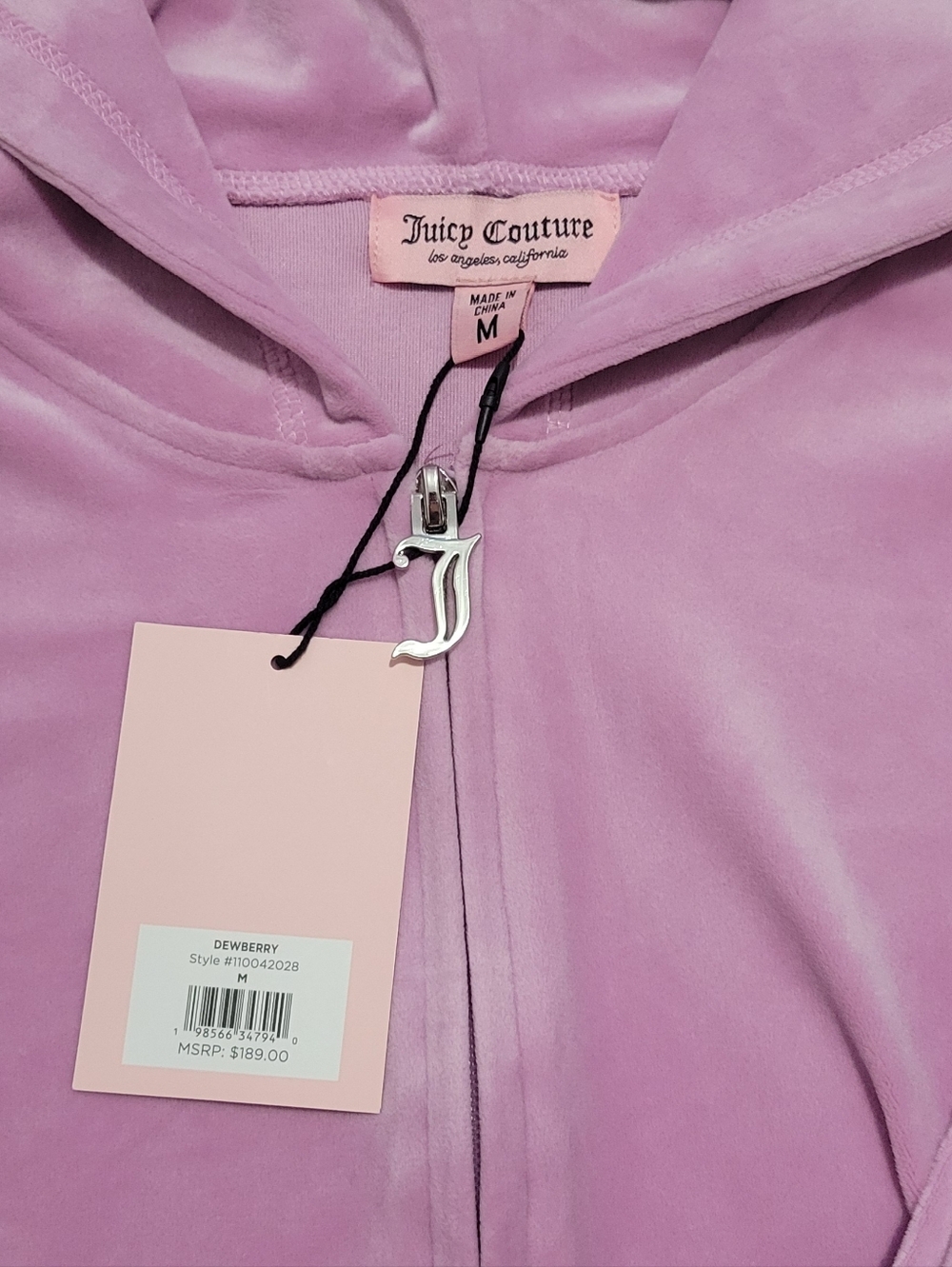 Juicy Couture Dewberry Velour Short Sleeve Hoodie & Shorts Tracksuit Set - M - Picture 4 of 6